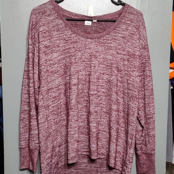 Gap Womens Sweater Top Size m Maroon Red Scoop Neck Long Sleeve Lightweight - Picture 1 of 8
